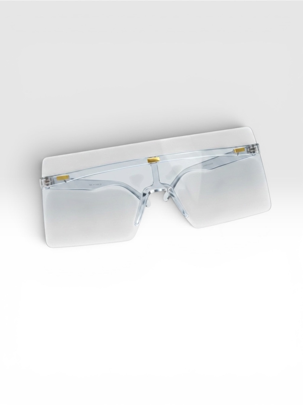 Oversized Frameless Clear Shield Sunglasses with Gold Accents